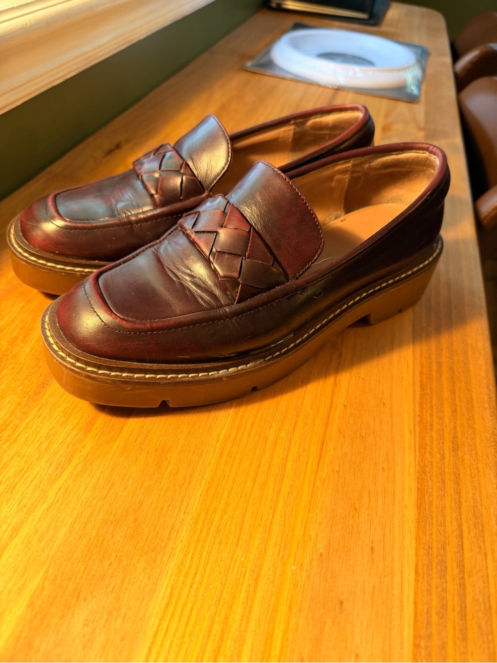 Nordstrom Women's Notorie Platform Braided Penny Loafers in Burgundy